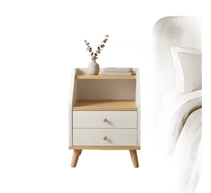 Velador 2 niveles cajones Homer Design 40x30x53 blanco