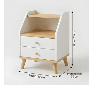 Velador 2 niveles cajones Homer Design 40x30x53 blanco