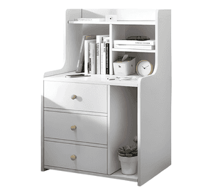 Velador 3 niveles con cajones mate 48x30x70cm blanco #2
