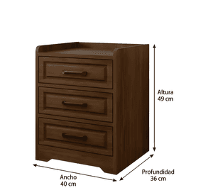 Velador 3 niveles cajones Homer Design 40x36x49 marrón