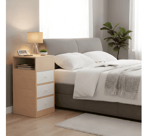 Velador angosto 3 cajones bicolor Chic Home