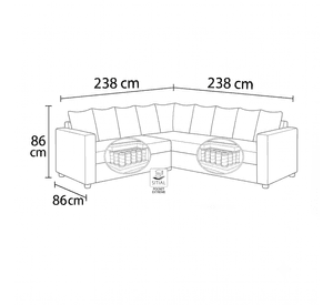 Sofa Seccional Burton Beige de cuero sintetico envejecido con asientos de resortes pocket