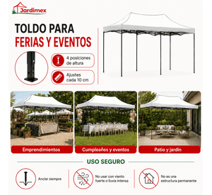 Toldo Plegable 3x6 Impermeable Araña Blanco