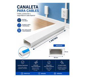 Pack 5 Canaleta Eléctrica Con Adhesivo Pvc 20x10x1000 Mm