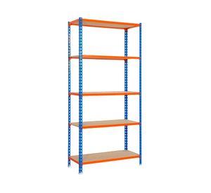 Estante Maderclick azul/naranjo 5 niveles