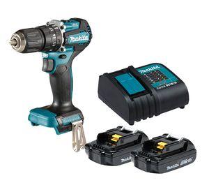 Taladro percutor inalámbrico 18V 13mm DHP487SYX2 + 2 baterías 1.5 Ah Makita