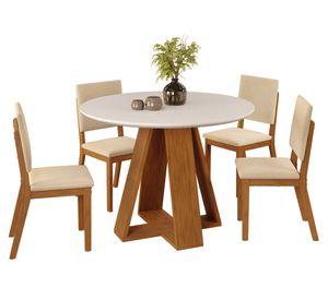 Comedor 4 sillas Celeste Talia beige/café