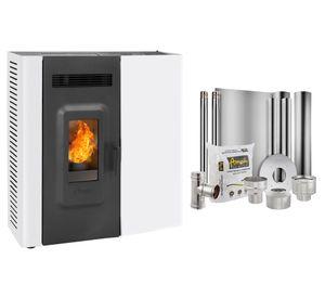 Estufa a pellet Slim 9000 blanco 9.4 kW + kit instalación techo