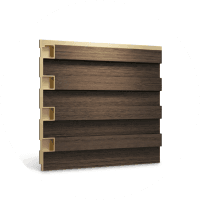 Panel decorativo de madera con diseño de ranuras horizontales y bordes claros.