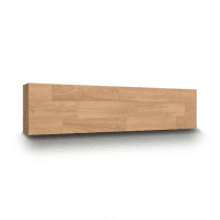 Estante flotante de madera con acabado natural.