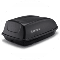 Portaequipajes SportRack negro con diseño aerodinámico.