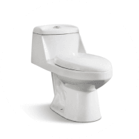 Inodoro blanco de cerámica con diseño moderno y compacto.