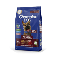 Bolsa de alimento para perros Champion Dog adulto sabor carne y pollo, 15 kg.