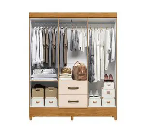 Clóset 6 puertas 2 cajones Castro beige 181x147x47 cm