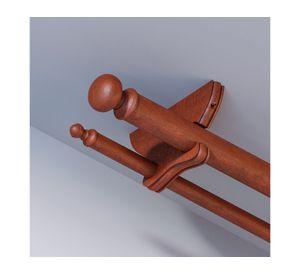 Soporte de cortina doble para techo madera 24x15 cm cedro