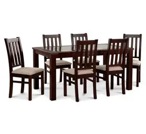 Comedor 6 sillas rectangular Ñuble chocolate/beige