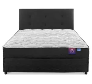 Cama americana Therapedic Plus 2 plazas base dividida + respaldo Royal negro