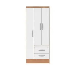 Clóset 3 puertas 2 cajones Bicolor blanco/canelato 183x75x45 cm