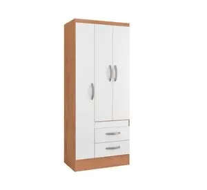 Clóset 3 puertas 2 cajones Bicolor blanco/canelato 183x75x45 cm