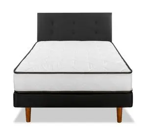 Cama europea 1.5 plazas New Simple + respaldo Royal negro