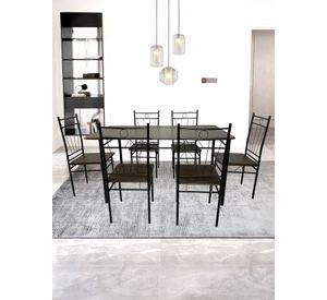 Juego de comedor 6P Verona Negro 74x80x140 cm