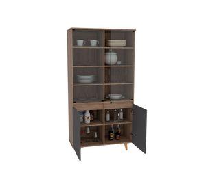 Rack TV 60'' + vitrina Salem miel/plomo TuHome