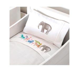 Juego de sábanas cuna 200 hilos Safari blanco