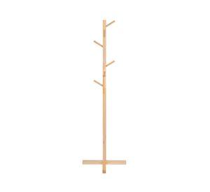Perchero 8 ganchos madera natural 45x45x157 cm