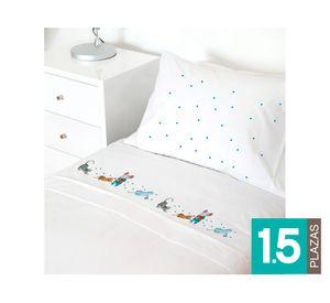 Juego de sábanas 1.5 plazas 200 hilos Ratoncito blanco