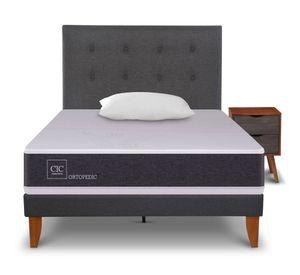 Cama europea Curve Ortopedic 1.5 plazas + 1 almohada+ 1 respaldo + velador Cic