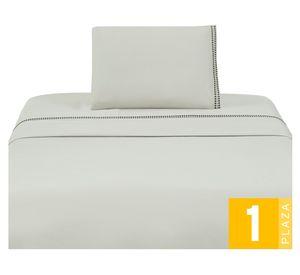 Juego de sábanas 1 plaza microfibra Bordada beige