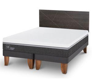 Cama europea King Ortopedic Advance + Respaldo Villa gris