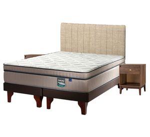 Cama europea Máximo Cobre king base dividida + respaldo Tubular + velador Atenas