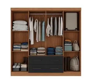 Clóset 8 puertas 4 cajones acacia/negro 177x182x40 cm