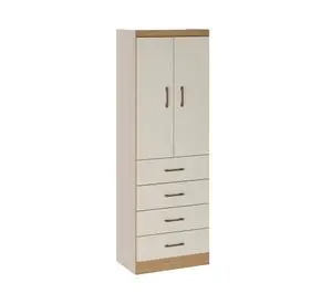 Clóset beige/roble 2 puertas 4 cajones