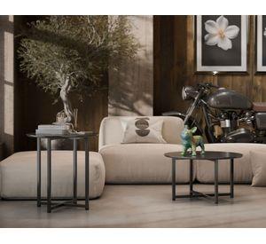 Mesa lateral redonda Flow 51.5x50 cm negro
