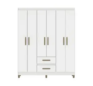 Clóset 6 puertas 2 cajones Coímbra blanco 180x148x40 cm