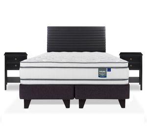 Cama europea Majesty king base dividida + 1 respaldo Modern + 2 velador Rover