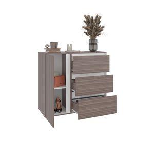 Cómoda Niza avellana/blanco 3 cajones 1 puerta