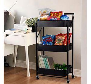 Carro Multiuso Plegable Acero Negro 45x30x88 cm