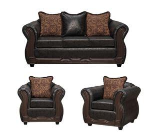 Juego de Living 3 1 1 Sofia PU Negro