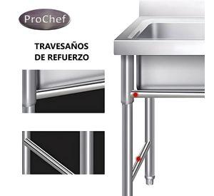 Lavafondos Triple Acero Inox. 150x60x90 cm.