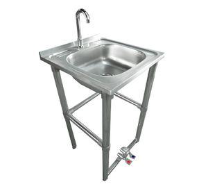 Lavamanos Acción Pedal Acero Inox. con grifería