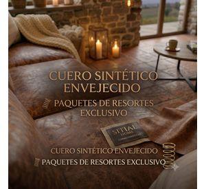 Sofa Seccional Jack cuero cafe sintetico envejecido y asientos de resortes pocket