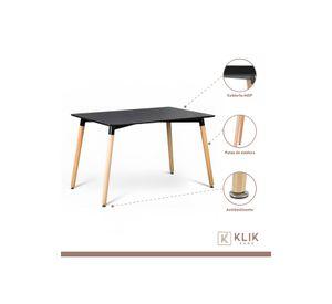 Comedor Mesa Rectangular Negra 120x80 + 4 Sillas Tulip Blancas
