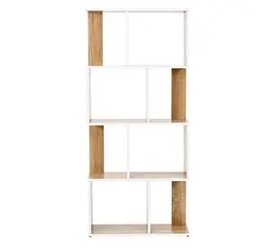 Estante Librero Vertical Top Living Book-0 Madera y Blanco