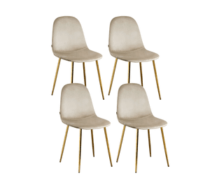 PACK 4 SILLAS PARA COMEDOR CON ASIENTO DE TERCIOPELO TRENDY TOP CON PATAS DORADAS