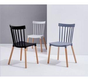SILLA WINDSOR DE POLIPROPILENO PARA COMEDOR CON PATAS DE MADERA