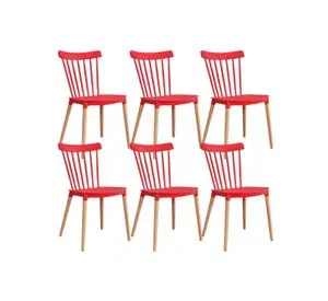 PACK 6 SILLAS WINDSOR DE POLIPROPILENO PARA COMEDOR CON PATAS DE MADERA