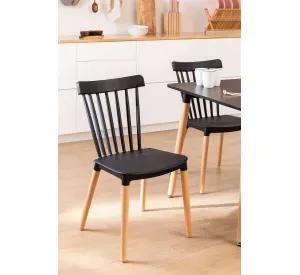 PACK 6 SILLAS WINDSOR DE POLIPROPILENO PARA COMEDOR CON PATAS DE MADERA